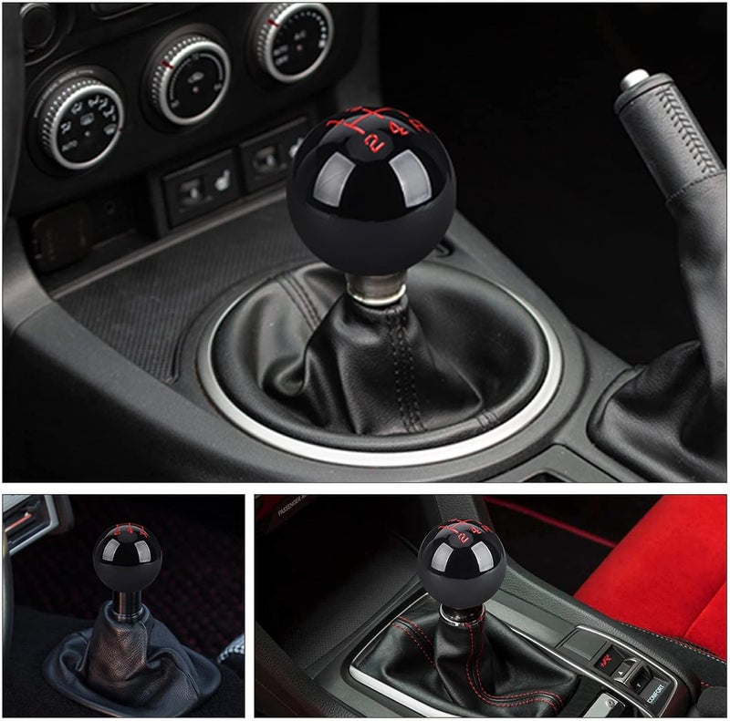 ANDO RACING 5 Speed Car Racing Gear Shift Shifter Knob, Resin Polished Round Ball Shift Knob with 3 Adapters Compatible with Manual Car (Black 5) - Image 5